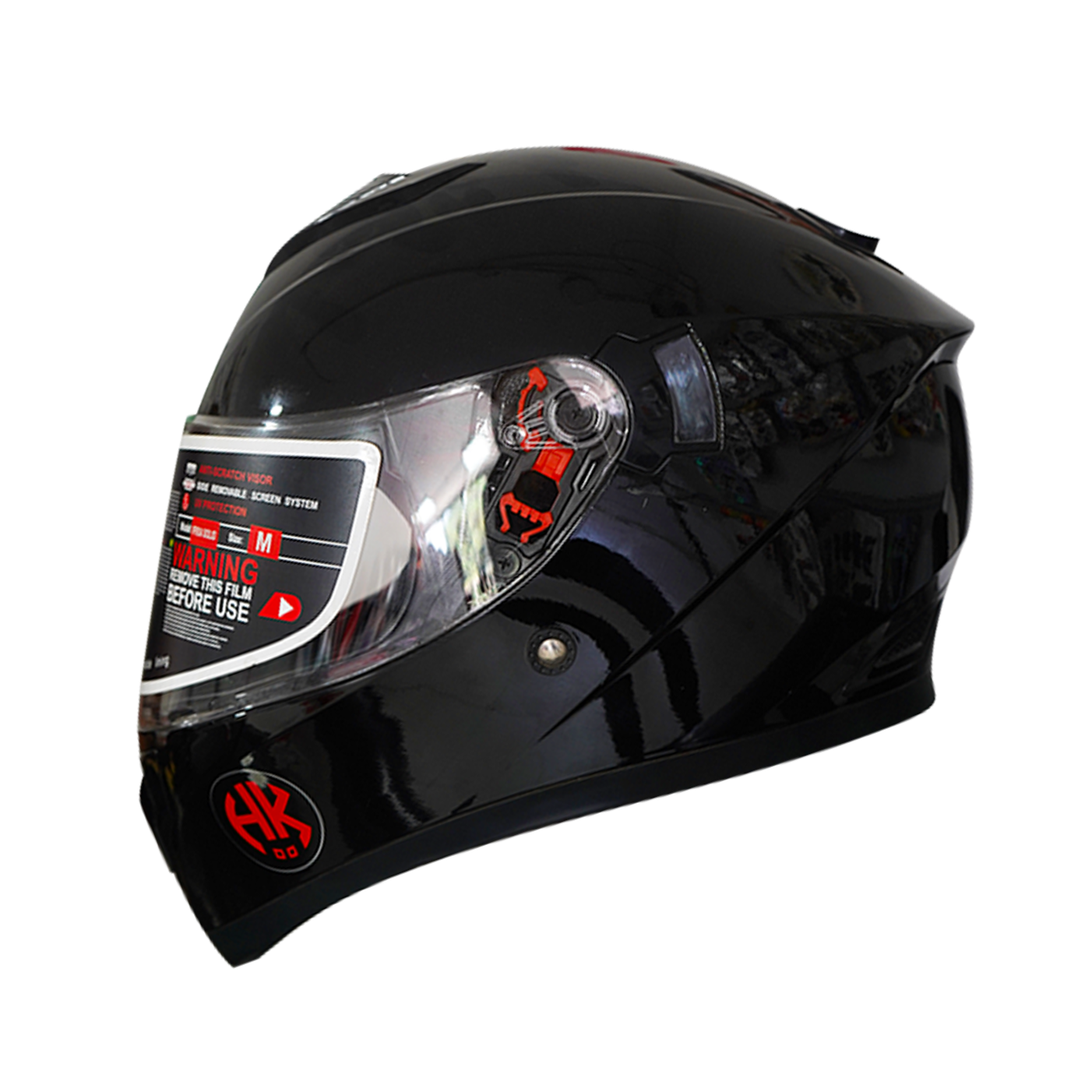 CASCO HOKEN 869 MONOCOLOR DOBLE VISOR HIGHER NEGRO BRILLO